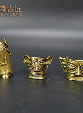 三星堆青铜面具神鸟摆件形铃雄鸡