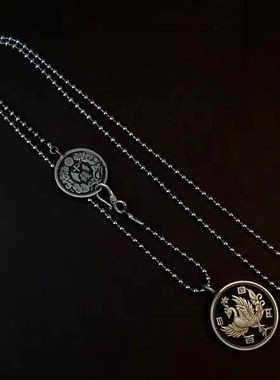 定制纯手工单凤银币镂空项链吊坠