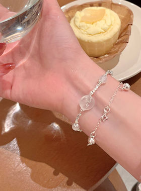 新中式碎银子平安扣双层手链女ins轻奢宫廷风手环国潮百搭手饰品