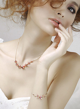 欧美风炫彩锆石玫瑰金手链