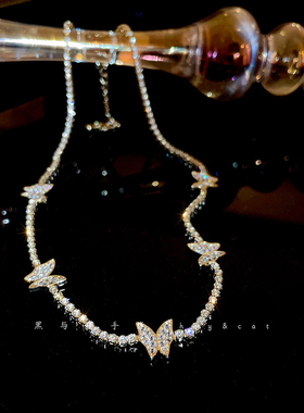 小众闪亮蝴蝶闪钻简约锁骨链