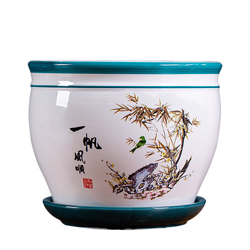 大号花盆陶瓷带托盘白色大号清仓创意绿萝吊兰植物简约多肉花盆 - 图3