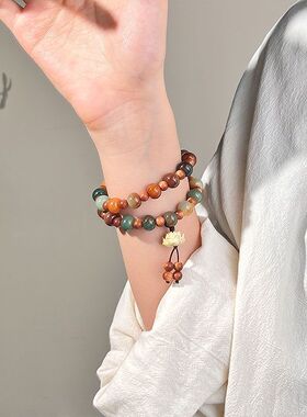 新款敦煌飞天菩提手串双圈手持佛珠崖柏设计男女盘玩文玩手链