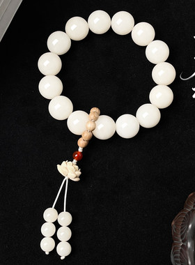 【冰清玉洁】大白原生态菩提根手持手串大尺寸文玩佛珠盘玩手链女