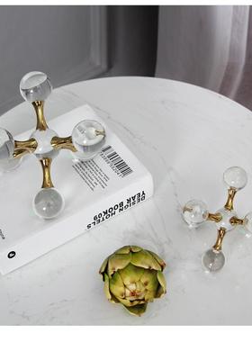 现代简约透明水晶分子球摆件样板房桌面小摆件博古架书房软装摆设
