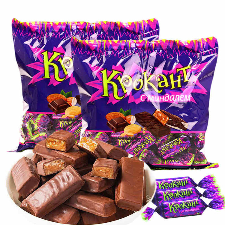 俄罗斯进口榛仁碎紫皮糖正品原装零食巧克力混袋装结婚年货喜糖果 - 图3