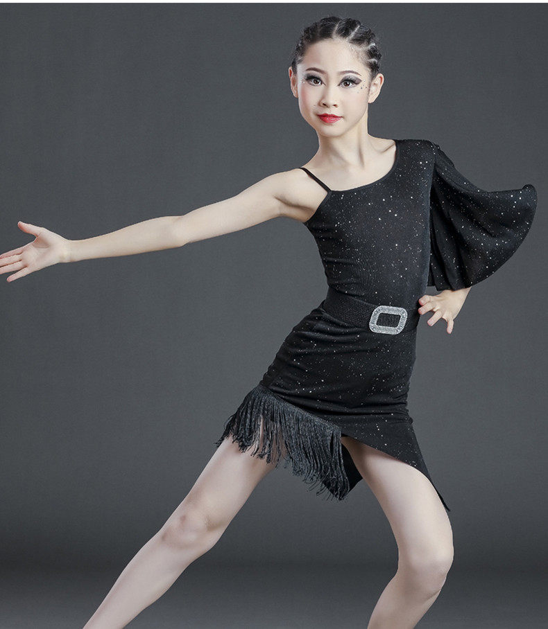女童拉丁舞练功服女儿童舞蹈表演夏季新款少儿艺考标准露背流苏裙