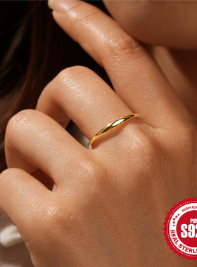 新款925纯银波浪形的设计感光面戒指韩版热销气质创意个性食指戒