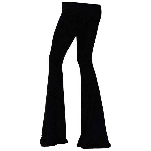 Velvet flared ແອວສູງ pants ສູງສີດໍາ