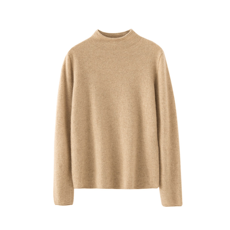 30%~含量山羊绒衫女卷边半高领纯色宽松显瘦针织打底内搭毛衣上衣,淘宝优惠券,粉丝福利购,淘宝优惠卷