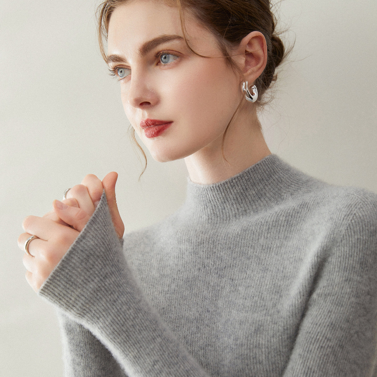 康赛妮~100纯山羊绒衫女半高领秋冬纯色修身针织打底衫毛衣内搭,淘宝优惠券,粉丝福利购,淘宝优惠卷