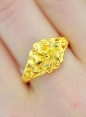 新品可调节花朵戒指加赠耳钉