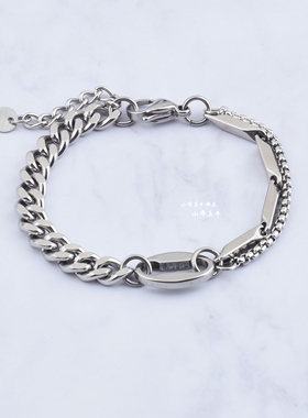 潮流古巴链条拼接手链男女