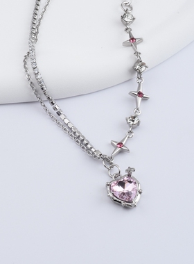 钛钢爱心星芒女生甜酷项链饰品