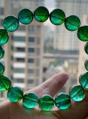 天然水晶全红全绿全蓝碧玺手链