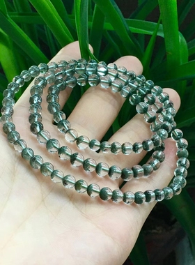 收藏绿幽灵手链4mm老矿天然水晶