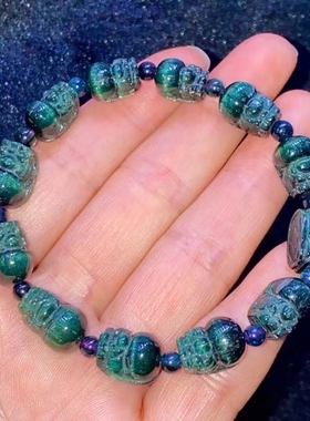 水晶碧玺大师雕刻幸运石貔貅手链