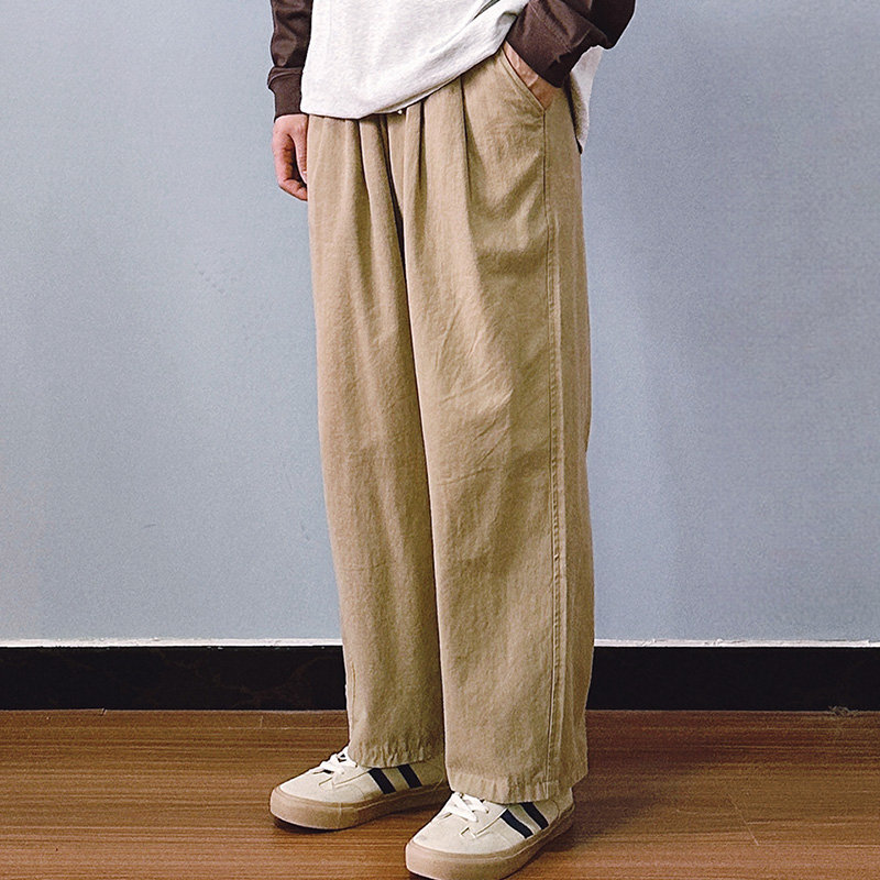 日系复古六叔同款全棉休闲裤男秋冬款男工装裤春秋款宽松阔腿长裤,淘宝优惠券,粉丝福利购,淘宝优惠卷