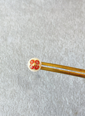红色万字花托钉10mm白色贝珠中式盘扣手工真丝旗袍唐装纽扣子