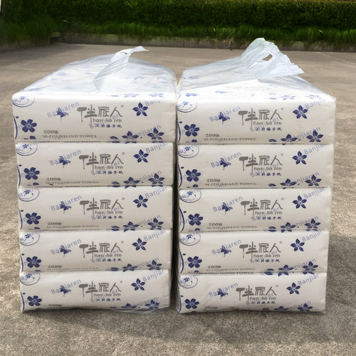 伴家人商用纸三折擦手纸厨房吸油纸抽纸吸水纸200张20包 - 图1