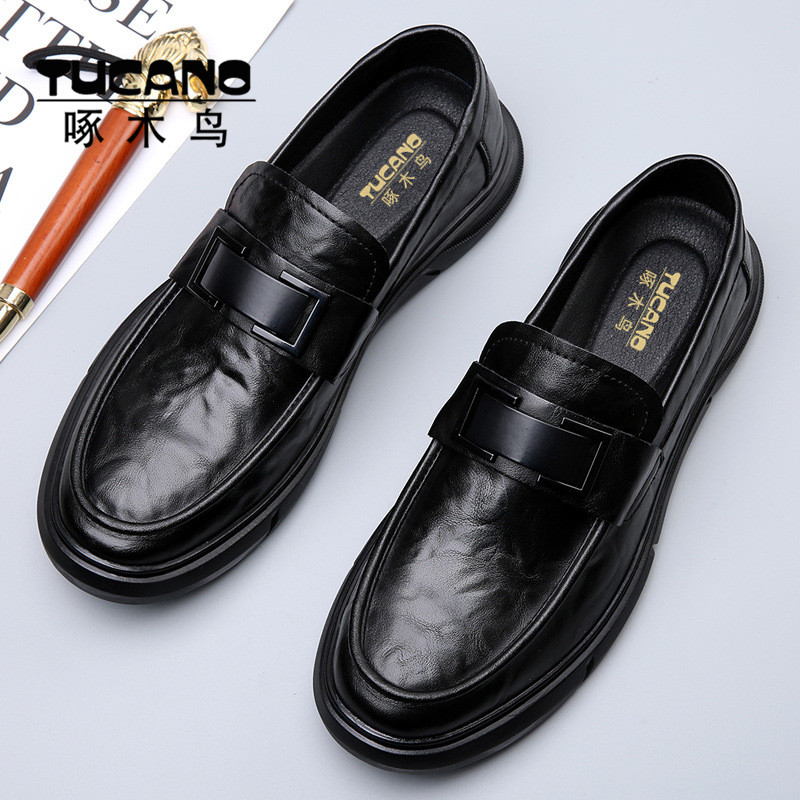 啄木鸟男鞋2023新款商务休闲豆豆鞋真皮软底一脚蹬驾车皮鞋男防滑,淘宝优惠券,粉丝福利购,淘宝优惠卷