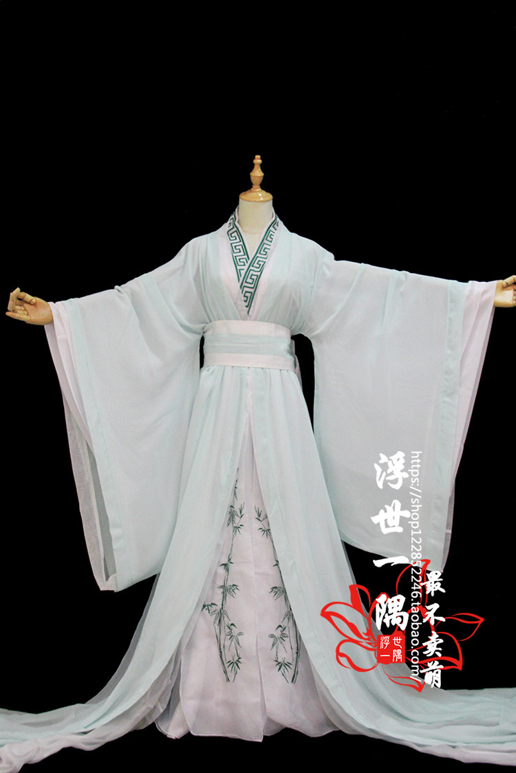 浅绿男古装竹子绣花沈清秋cos服穿书华丽古风情侣装现货套装_虎窝淘
