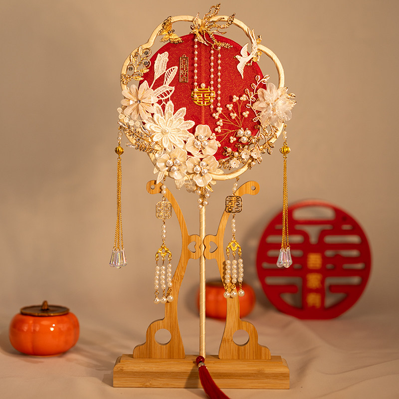 中式团扇秀禾服新娘结婚礼出嫁手工喜扇古风成品扇diy材料包扇子,淘宝优惠券,粉丝福利购,淘宝优惠卷