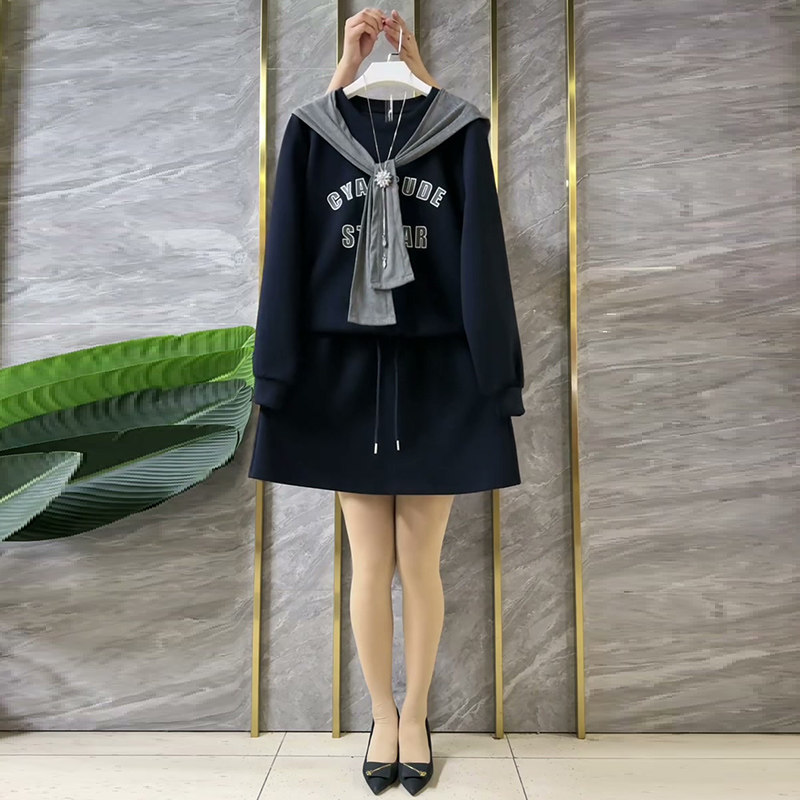 学院风大码女装披肩字母卫衣短裙两件套2026春季新款时尚显瘦套装,淘宝优惠券,粉丝福利购,淘宝优惠卷