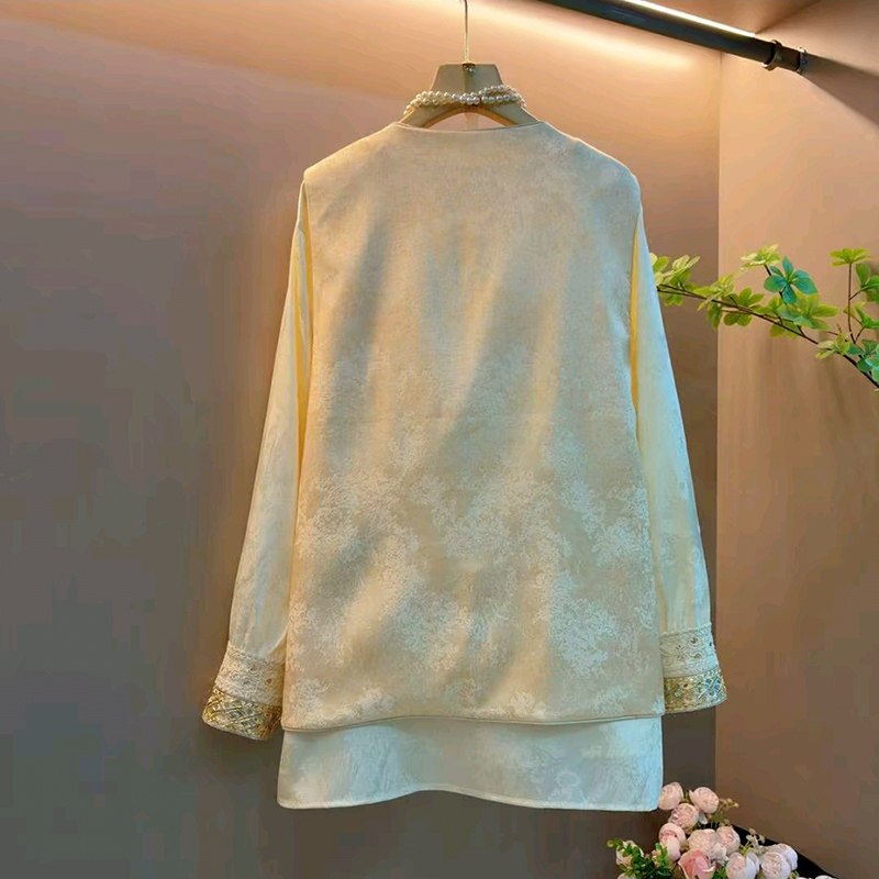新中式大码女装拼接提花内搭衫2026春季新款刺绣马甲显瘦钉珠马夹,淘宝优惠券,粉丝福利购,淘宝优惠卷