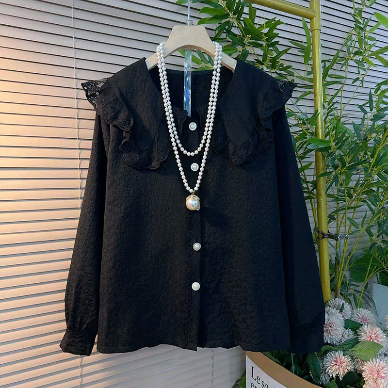 胖妹妹蕾丝花边娃娃领宽松衬衫春季新款大码女装减龄显瘦百搭上衣,淘宝优惠券,粉丝福利购,淘宝优惠卷