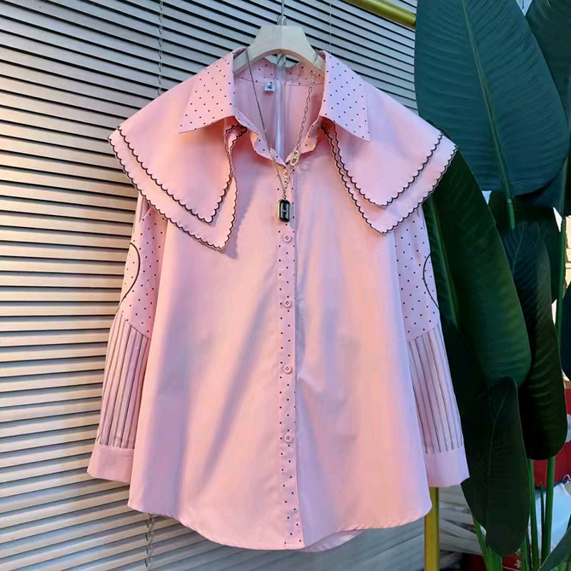 大码女装娃娃领波点衬衫胖mm显瘦减龄内搭2026春季新款条纹女人衫,淘宝优惠券,粉丝福利购,淘宝优惠卷