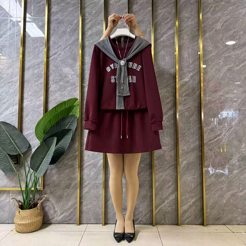 学院风大码女装披肩字母卫衣短裙两件套2026春季新款时尚显瘦套装,淘宝优惠券,粉丝福利购,淘宝优惠卷