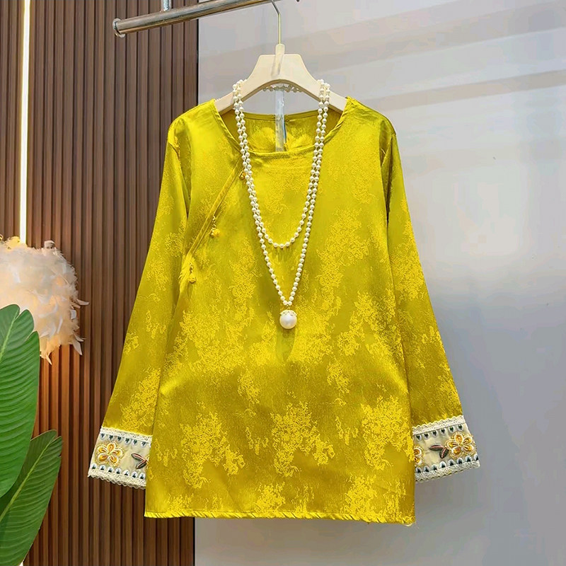 2025冬季新款大码女装胖MM时尚洋气百搭国风大气设计感提花女人衫,淘宝优惠券,粉丝福利购,淘宝优惠卷