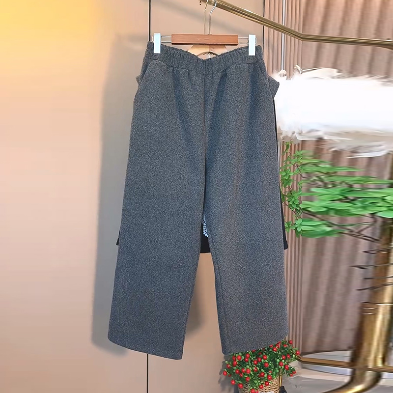 2025秋季爆款大码女装蕾丝拼接薄呢马甲休闲直筒裤打底衫三件套潮 - 图1