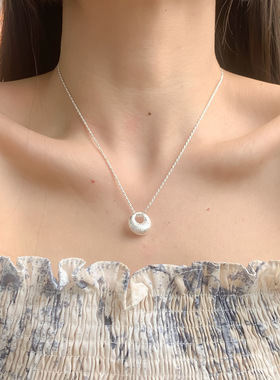 新中式椭圆平安锁锁骨链平安喜乐古法金色银色百搭项链女锁包吊坠