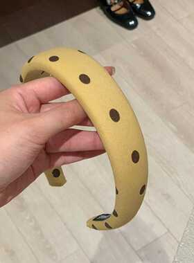 韩系复古黄色波点宽边发箍女高级感高颅顶洗脸日常外戴百搭头箍