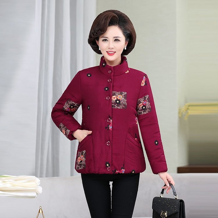 中老年女装加绒加厚外套妈妈装秋冬款保暖棉衣中老年宽松大码棉袄 - 图3