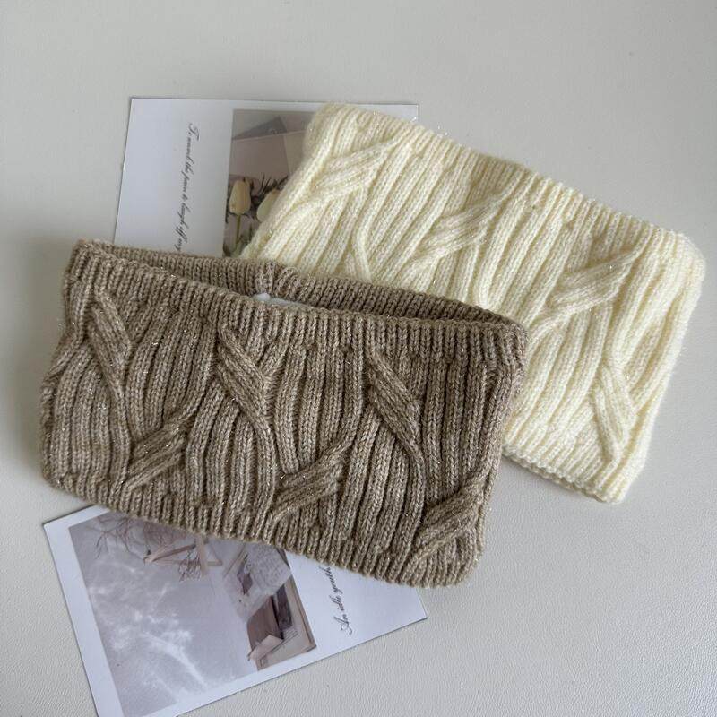 欧美风银丝加绒针织宽边发带女秋冬保暖防风护耳头套毛线头带发饰,淘宝优惠券,粉丝福利购,淘宝优惠卷