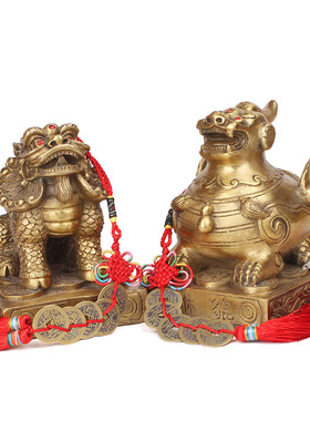 黄铜貔貅摆件送五帝钱