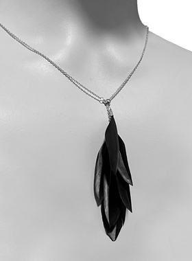 黑鸟羽毛女士可调节毛衣链锁骨链