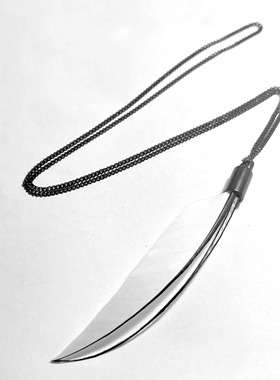 黑鸟原创嘻哈暗黑冷淡风潮牌男女设计师简约长款黑白拼接项链吊坠