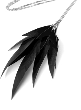 黑鸟原创羽毛项链黑白简约男女长吊坠可调节小众流苏挂件简洁细长