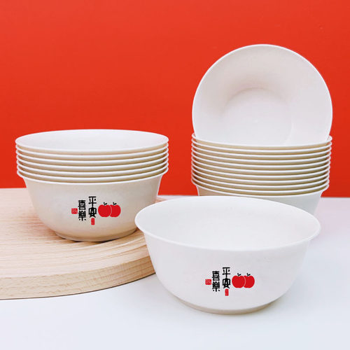 稻壳一次性饭碗餐具食品级加大加厚家用耐高温结婚大野餐户外过年 - 图0