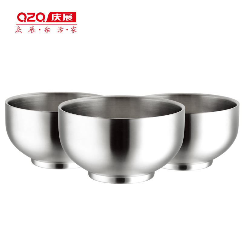 不绣钢碗 QZQ庆展SUS304食品级儿童安全碗全家可用家庭碗 月子碗