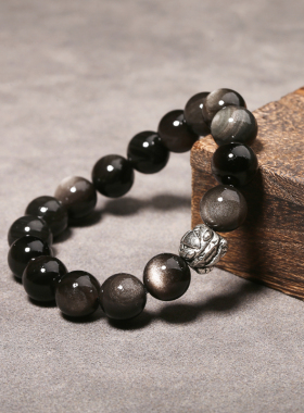 情侣黑曜石简约银曜石彩眼