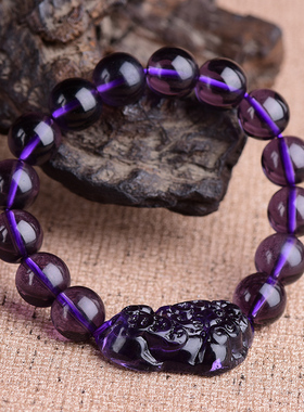 黑曜石招财貔貅情侣款圆珠手链