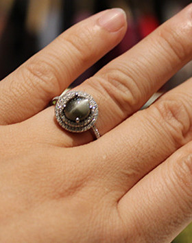 古董珠宝欧洲进口二手天然金绿猫眼石3.54克拉14K金镶钻石女戒指