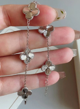 香港正生正品四叶草五花s925纯银镭射手链女手环礼物轻奢高级感手