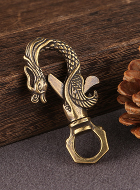 【JZ128】创意中国风黄铜钥匙扣中国龙凤铜腰扣个性男士复古黄铜