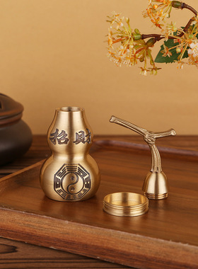 【JZ128】纯黄铜精雕10cm百福对联葫芦家居摆件开口空心安康福禄